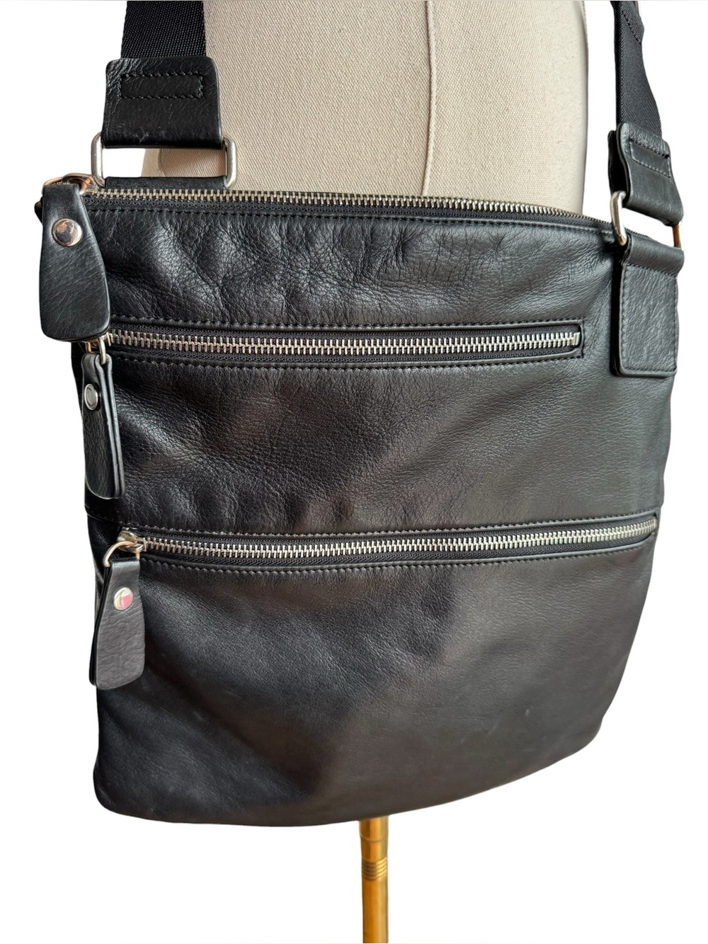 Margot Buttery Soft Leather Crossbody Bag Black Organization Travel Purse